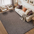 FinRèc Low Pile 5x7 Washable Area Rugs for Bedroom Living Room, Thin Rug Solid Color, Non-Slip Carpet Indoor for Home Decor (Brown)