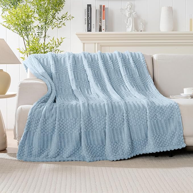 50x70 Inch Blue Throw Blanket - Soft & Fluffy Fleece, Cute & Aesthetic, Perfect for Sofa, Couch, Chair, Bed, Living Room & Bedroom, All-Season Use, Plush & Cozy Decorative Blanket