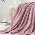 BEDELITE Fleece Throw Blanket for Couch – 3D Ribbed Jacquard Soft and Warm Decorative Fuzzy Blanket – Cozy, Fluffy, Plush Lightweight Berry Purple Throw Blankets for Bed, Sofa, 50x60 inches