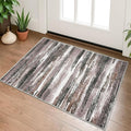 Lansny Modern Abstract Entryway Rug Indoor 2x3 Washable Rug Non-Slip Soft Small Area Rug Dark Light Brown White Kitchen Mats Thin Print Faux Wool Floor Carpet Throw Rugs Backdoor Mat for Entry