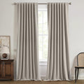 MIULEE 100% Blackout Linen Curtains for Bedroom,Greige Solid Luxury Decor Thermal Insulation Room Darkening Drapes for Living Room Nursery Back Tab Rod Pocket 42 x 96 Inches, 2 Panels