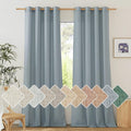 NICETOWN Stone Blue Linen Blend Textured Living Room Curtains, Grommet Top Thick Flax Semi Sheer Vertical Drapes Privacy Assured with Light Filtering for Bedroom, W55 x L84, 2 Pieces