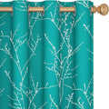 Deconovo Blackout Curtains, Thermal Insulated Soundproof Drapes with Tree Foil Print, 52 x 84 Inch, Set of 2, Machine Washable Window Curtain for Bedroom Living Room Nursery Kitchen Office, Turquoise