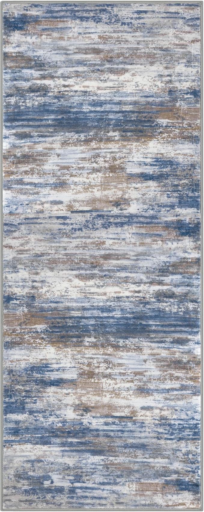 KOZYFLY Kitchen Runner Rug for Hallway Non-Slip Modern Abstract Runner Rug 2x5 Blue Rust, Washable Carpet Runner Laundry Room Mat with Soft Low Pile for Entryway Bathroom Bedroom Kitchen