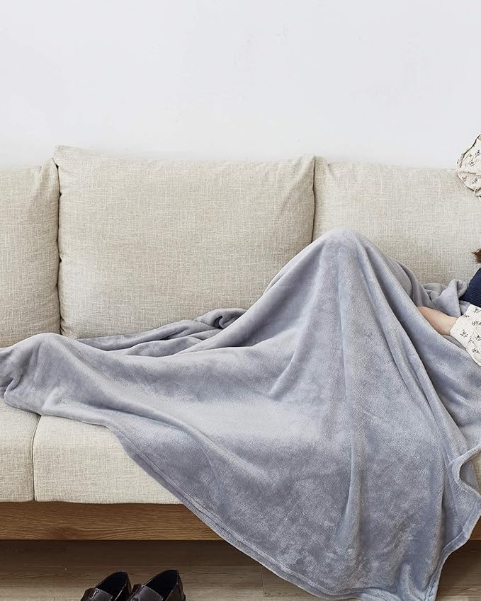 KMUSET Fleece Blanket Twin Size Grey Lightweight Throw Blanket Super Soft Cozy Microfiber Blanket Factory Shop