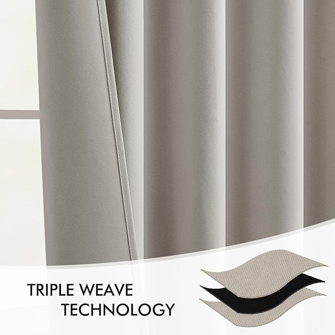MIULEE Natural Back Tab Blackout Curtains 84 Inch Length 2 Panels Set for Living Room Bedroom Privacy, Rod Pocket/Pinch Pleat Thermal Insulated Room Darkening Pleated Light Blocking Drapes