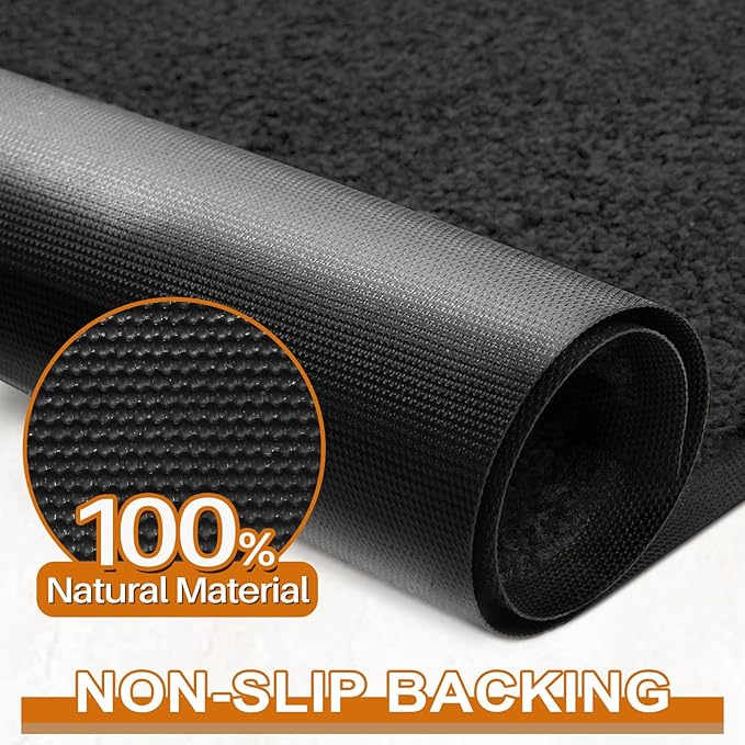 Mibao Dirt Trapper Door Mat for Indoor Outdoor, Waterproof All-Season, All-Weather Doormat, Heavy Duty Non-Slip Entrance Rug, Low Profile Absorbent Entrance Mat Carpet, 72" x 24", Black