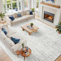 10x12 Area Rugs Washable Rug: Anti-Skid Abstract Modern Living Room Rug Soft Thin Carpets Indoor Floor Non-Shedding Carpet for Bedroom Dining Farmhouse Nursery Home Office (White Gray, 10'x12')