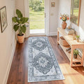 Area Rugs 2'x6' Runner Rug Non Slip Washable for Kitchen Hallway Bedroom Beside Laundry Room Bathroom Rug, Floor Carpet, Light Gray Grey White