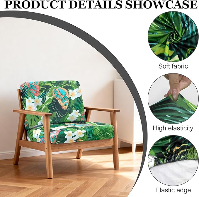 4Pcs Patio Stretch Cushion Covers,Outdoor Sofa Replacement Cover Slipcovers for Patio Furniture Cushion Covers, Washable Reusable Furniture Protector