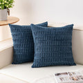Pack of 2 Corduroy Decorative Throw Pillow Covers 18x18 InchSoft Boho Striped Pillow Covers Modern Farmhouse Home Decor for Sofa Living Room Couch Bed（Teal）