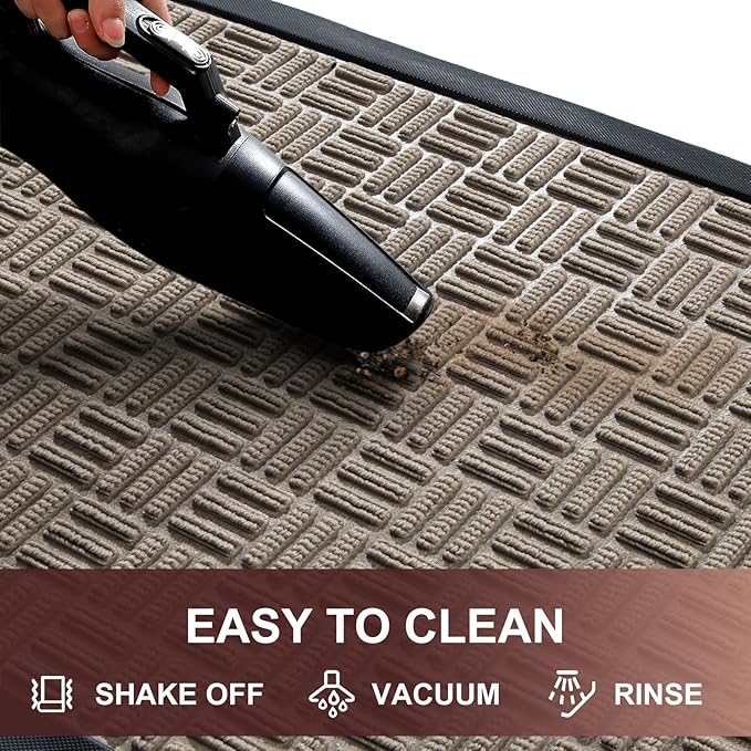 Mibao Front Door Mat, Heavy Duty Durable Welcome Mat for Outdoor Indoor, Dirt Trapper Waterproof Super Absorbent Door Mat for Entryway Outside Patio Porch,61.5" x 36", Beige