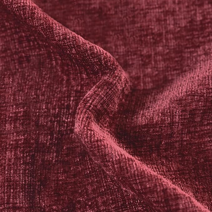 CaliTime Christmas Throw Pillow Covers Decorative 18 X 18 Inches Pack of 2 Cozy Chenille Cushion Cases for Couch Sofa Bed Living Room Home Burgundy