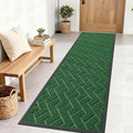 OLANLY Front Door Mat Indoor Outdoor Entrance, Waterproof All-Season, All-Weather Doormat, Sturdy Natural Rubber, Low Profile, Easy Clean Patio Porch Entryway Mat, Herringbone Brick (Green, 71x23)