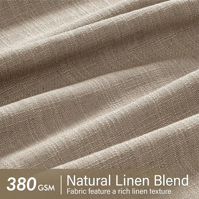 MIULEE Pinch Pleated Thick Linen Curtains 108 Inches Length 2 Panels for Living Room Bedroom, Extra Long Pinch Pleat Drapes Back Tab Light Filtering Grey Beige Foor to Ceiling Curtains with Hooks