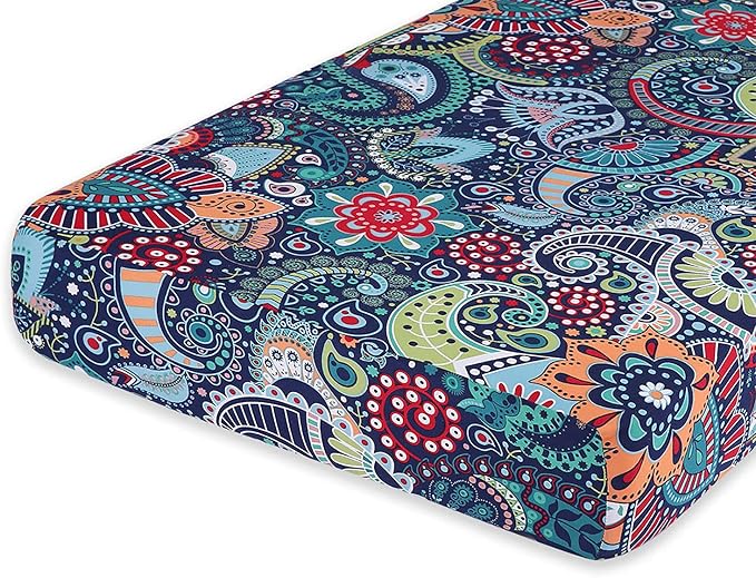 hyha Printed Couch Cushion Covers, Floral Sofa Covers Washable for 3 Cushion Couch, Stretch Pattern Outdoor Cushion Covers for Patio Furniture with Elastic Bottom(Large, Paisley)