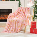 BEDELITE Pink Christmas Throw Blanket for Girls & Teens – Cute Holiday Blanket with Gingerbread Man Pattern, Soft Lightweight Fleece Christmas Blanket for Couch & Bed, Festive Home Décor Gift, 50"x60"