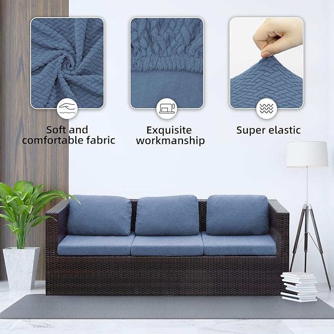 Outdoor Cushion Covers Set,8PCS Patio Furniture Couch Seat Slipcovers, Replacement for Sofa Sectional Chair(Cover，Only)