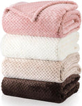Newwiee 4 Pcs Flanne Fleece Throw Blanket for Bed Couch Large 3D Waffle Textured Soft Blanket Winter Warm Lightweight No Shedding No Pilling Decorative Throw, 50x60 Inch(Graceful Color)