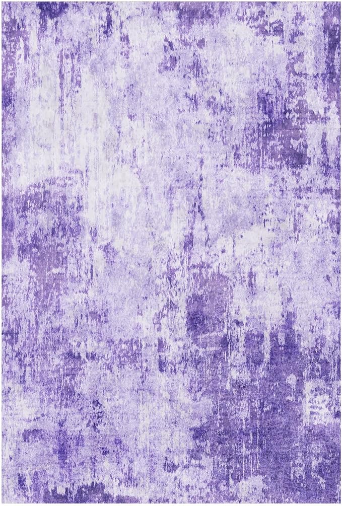 Washable Area Rugs 2'x10' Non-Slip Modern Abstract Soft for Living Room Entryway Bedroom Nursery, Print Pattern, Purple Gray Pink White