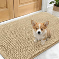 OLANLY Dog Door Mat for Muddy Paws 30x17, Absorbs Moisture and Dirt, Absorbent Non-Slip Washable Doormat, Quick Dry Chenille Mud Mat for Dogs, Entry Indoor Entryway Carpet for Inside Floor, Beige