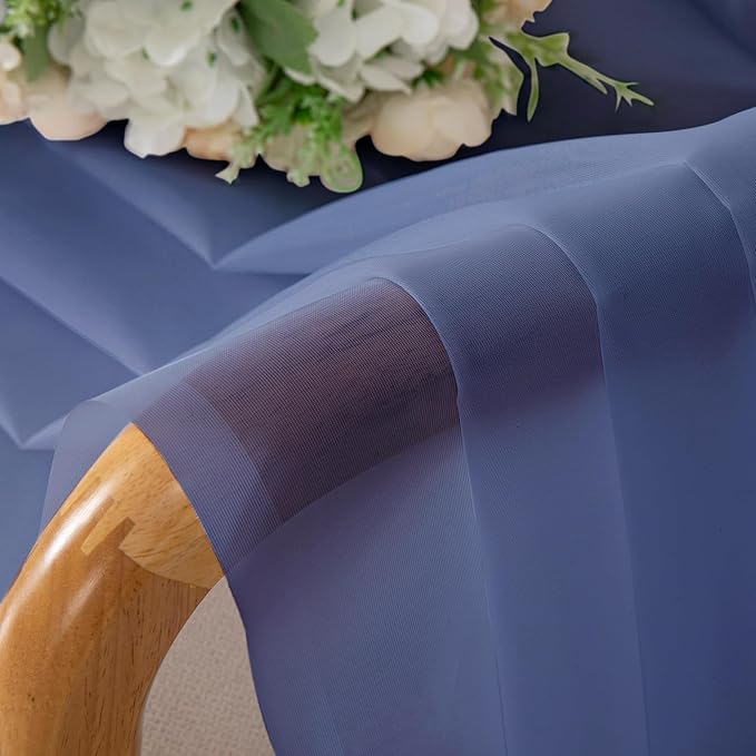Chyhomenyc Royal Blue Sheer Valances for Windows - Light Filtering Small Kitchen Curtains, Rod Pocket Short Top Window Treatment Decor for Living Room Bathroom Basement, 42Wx16L inches, 2 Panels