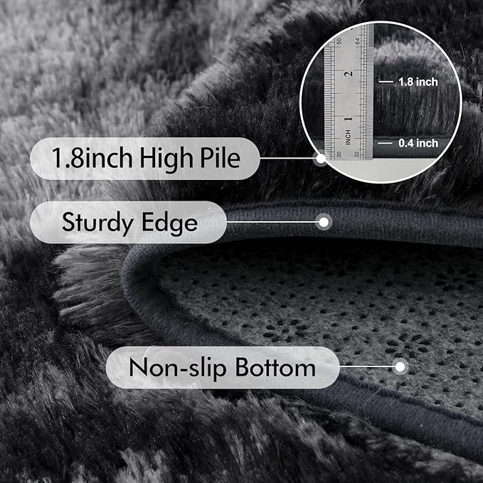 7x10 Ft Extra Large Shag Rugs for Living Room, Tie Dyed Ultra Soft Fluffy Furry Area Rugs for Bedroom Indoor Floor, Aesthetic Carpet for Kids Home Decor (Dark Grey)