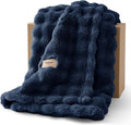 Bedsure 3D Fleece Bubble Blanket for Couch - GentleSoft Blue Throw Blanket for Sofa Bed Room Decor - Luxury Soft Cozy Gifts for Kids Girls, Lightweight, All Seasons, Navy Blue, 50"×60"