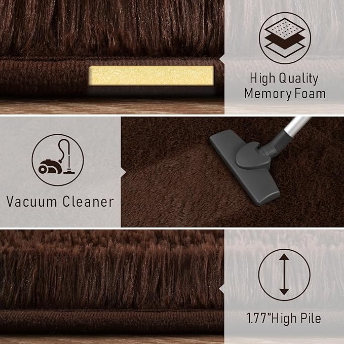 LOCHAS Ultra Soft Indoor Modern Area Rugs 2x4, Fluffy Living Room Carpets for Children Bedroom Home Decor Nursery Rug, Brown