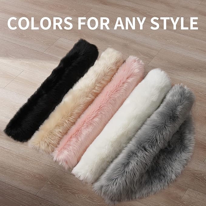 Small Faux Fur Sheepskin Rug 2x4 ft Ultra Soft Chair Sofa Cover Seat Pad, Beige Fluffy Shag Rugs for Bedroom Nursery Kids Room, Luxury Shaggy Rug Fuzzy Plush Floor Carpets