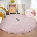 ORINOVA Pink Fluffy Round Rugs 6ft Large Circle Washable Faux Rabbit Shaggy Fur Rugs for Bedroom Living Room Nursery Rug Home Décor