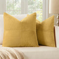 MIULEE Golden Mustard Decorative Throw Pillow Covers 20x20 Inch for Couch Bed Sofa Pack of 2 Boho Farmhouse Throw Pillows Soft Cross Corduroy Patchwork Textured Cushion Cases