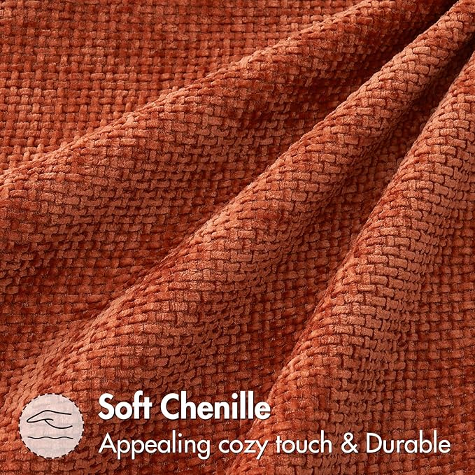 MIULEE Pack of 2 Burnt Orange Decorative Pillow Covers 18x18 Inch Soft Chenille Couch Throw Pillows Farmhouse Cushion Covers for Home Decor Sofa Bedroom Living Room