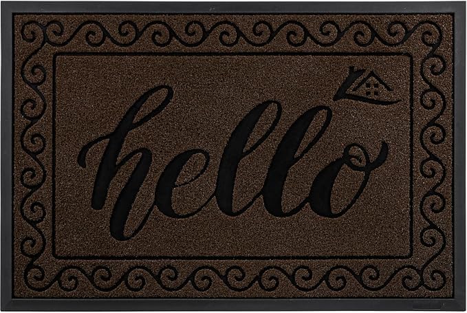 Yimobra Welcome Mats for Front Door 29.5x17, Heavy Duty Waterproof Outdoor Door Mat Outside Entrance, Non-Slip Low Profile Indoor Entryway Mat for Garage Patio, Coffee