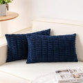 Pack of 2 Corduroy Decorative Throw Pillow Covers 12x24 Inch Soft Striped Pillow Covers Modern Farmhouse Home Decor for Sofa Living Room Couch Bed（Blue）