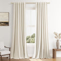 Guken 100% Blackout Curtains 42 Inch Wide by 108 Inch for Living Room Bedroom Back Tab Thermal Insulated Black Out Linen Drapes Room Darkening Window Curtains