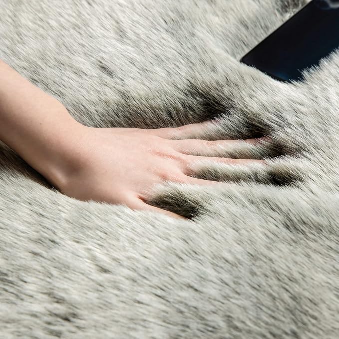 Ashler HOME DECO Soft Fox Faux Fur Chair Couch Cover Area Rug for Bedroom Floor Sofa Living Room Green White 3 x 3 Feet Round