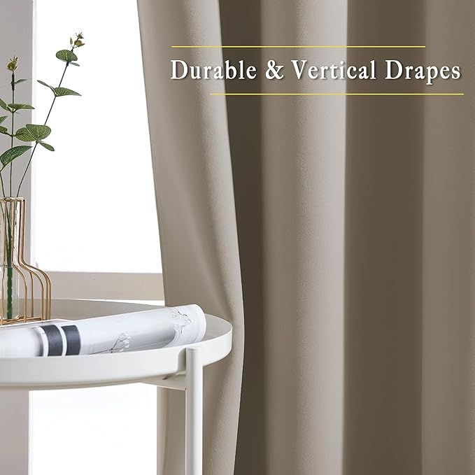 NICETOWN Doorway Curtains for Living Room 78 inches Long, Grommet Privacy Light & Sound Reducing Room Darkening Window Treatments for Living Room, 2 Panels, Taupe, W52 x L78