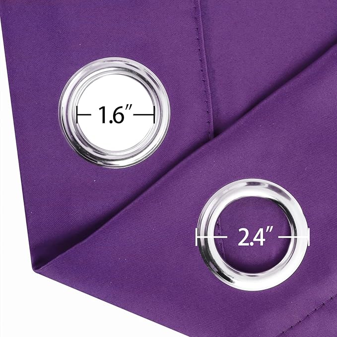 LEMOMO Blackout Curtains 52 x 120 Inch Long Purple Curtains Set of 2 Panels Room Darkening Curtains for Bedroom and Living Room