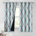 Beauoop 100% Blackout Curtains 45 Inches Long 2 Panels for Bedroom Living Room Aqua Grey Moroccan Geo Room Darkening Thermal Insulated Soundproof Grommet Top Window Treatments Drapes, 50x45 Set of 2