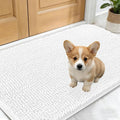 OLANLY Dog Door Mat for Muddy Paws 30x17, Absorbs Moisture and Dirt, Absorbent Non-Slip Washable Doormat, Quick Dry Chenille Mud Mat for Dogs, Entry Indoor Entryway Carpet for Inside Floor, White