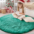 OLANLY Teal Green Round Rugs for Bedroom - Machine Washable, 4 ft Circle Area Rugs for Living Room, Soft and Fluffy Shaggy Carpet for Teen Girl and Boys, Nursery Rooms, Dorms, Home Decor Aesthetic