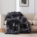 COOVA Faux Fur Throw Blanket for Couch, Cozy Soft and Fuzzy Plush Rabbit Fur Bubble Blanket for Sofa Bedroom Living Room, 50x60 Inches Tie Dye Black
