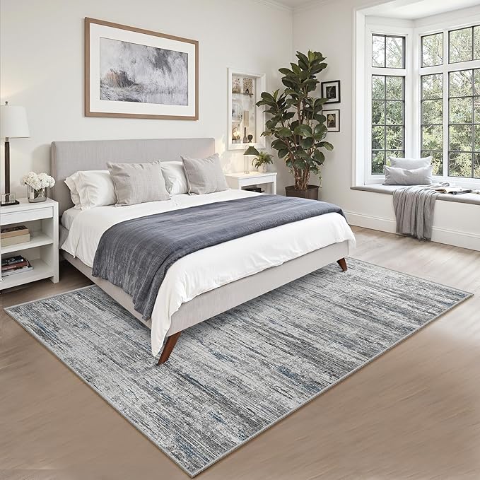 5x7 Area Rugs - Ultra-Thin Washble Rugs,Non-Slip Low Pile Abstract Print Rugs for Living Room,Home Office Decor,Stain Resistant Machine Washable Area Rug