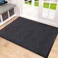 Mibao Front Door Mat, Dirt Trapper Welcome Mat for Outdoor Indoor, Non-Slip Waterproof Doormat, Durable Machine Washable Low Profile Entry Rug for Back Door Outside Patio, 61.5" x 36", Gray Grid