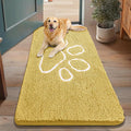 Smiry Dog Door Mat for Muddy Paws, Absorbent Dirt Trapper Non Slip Quick Dry Washable Chenille Mat for Mud Dogs, Entry Rug for Indoor and Outdoor (48x30 Inches, Yellow and White)