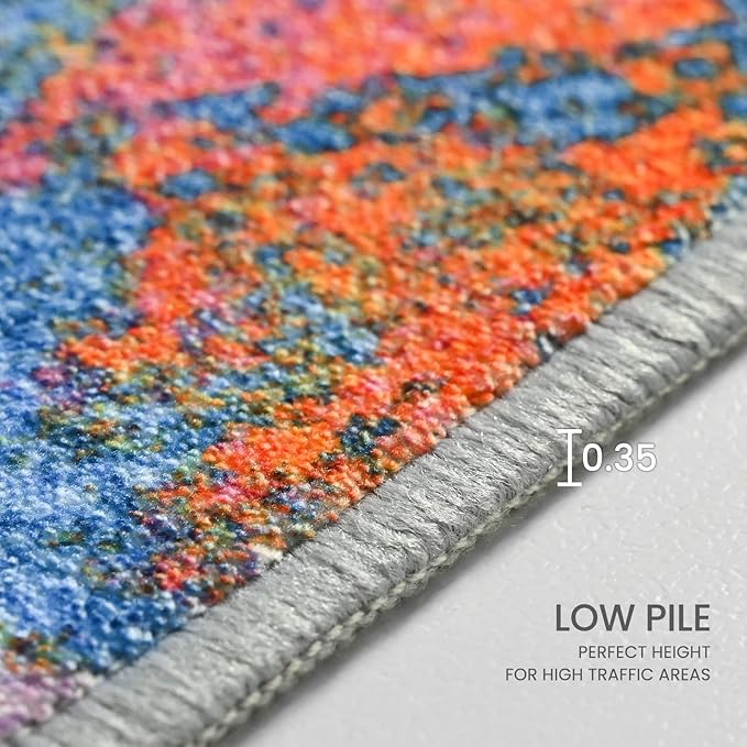 Entrance Rugs Indoor 2x3 Colorful Entry Rug Washable Abstract Rainbow Small Area Rug Non-Slip Low Pile Throw Rugs for Entryway, Kitchen Floor, Front Door Indoor Door Mat, Bathroom, Bedroom Bedside