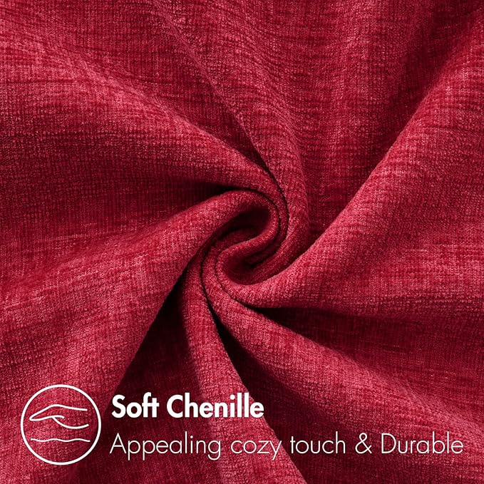 MIULEE Pack of 2 Red Couch Throw Pillow Covers 20x20 Inch Soft Polyester Chenille Pillow Covers for Sofa Living Room Solid Dyed Pillow