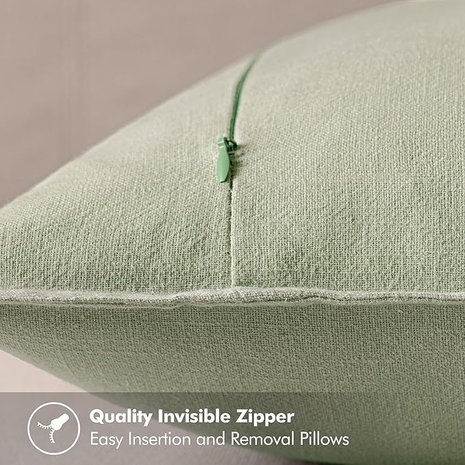 MIULEE Decorative Linen Pillow Covers 20x20 Inch Light Green Boho Farmhouse Neutral Spring Couch Throw Pillows for Bed Pack of 2 Accent Modern Pillowcase Summer Sofa Livingroom Home Decor