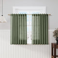 Olive Green Kitchen Cafe Curtains 45 Inch Length 2 Panel Set Back Tab Rod Pocket Semi Sheer Light Filtering Short Curtain Farmhosue Small Curtains for Basement Window Bathroom Living Room 52x45
